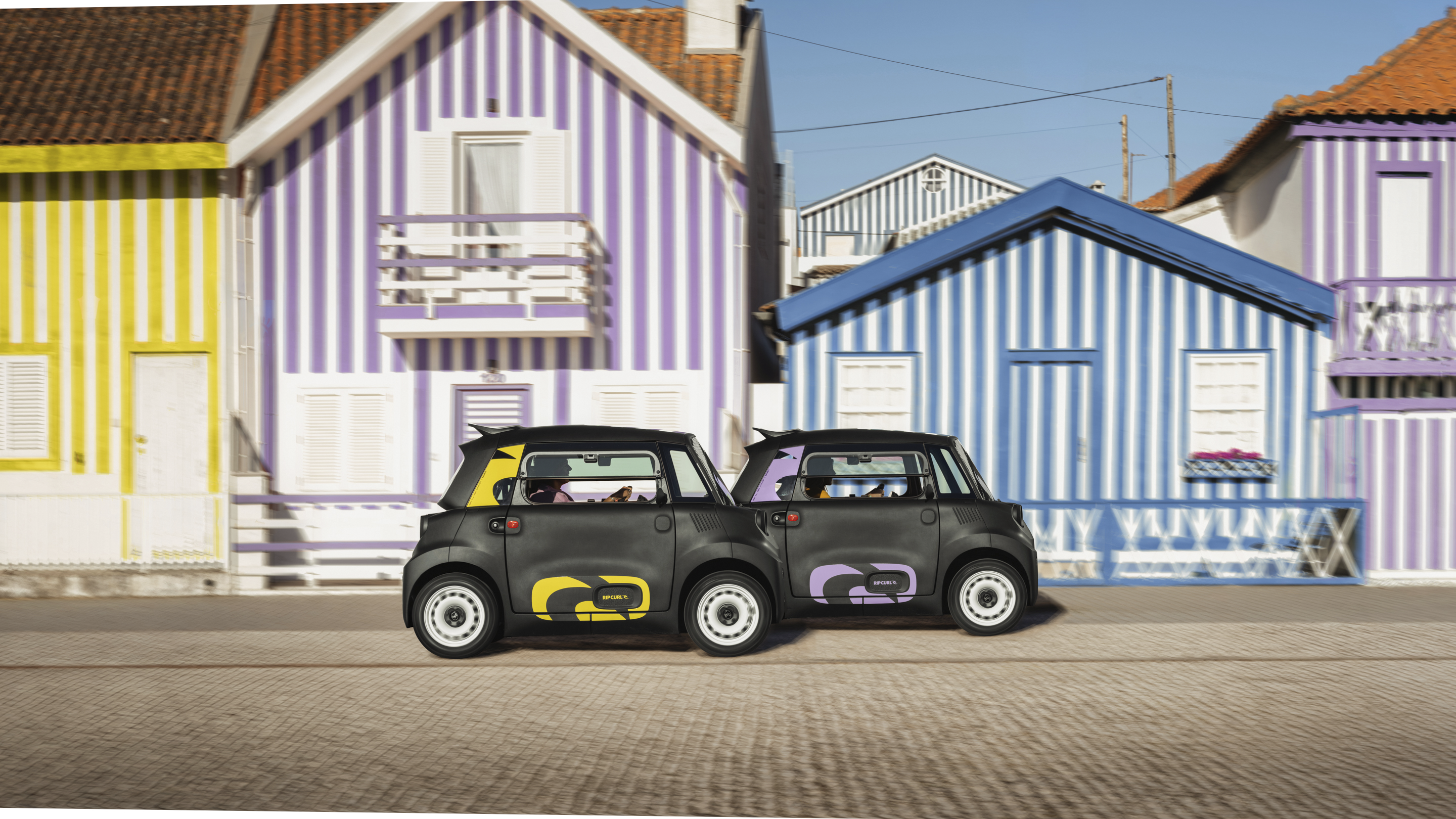 Side street view Citroën Ami x Rip Curl electric without licence, Citroën Ami everyday freedom for urban electric car