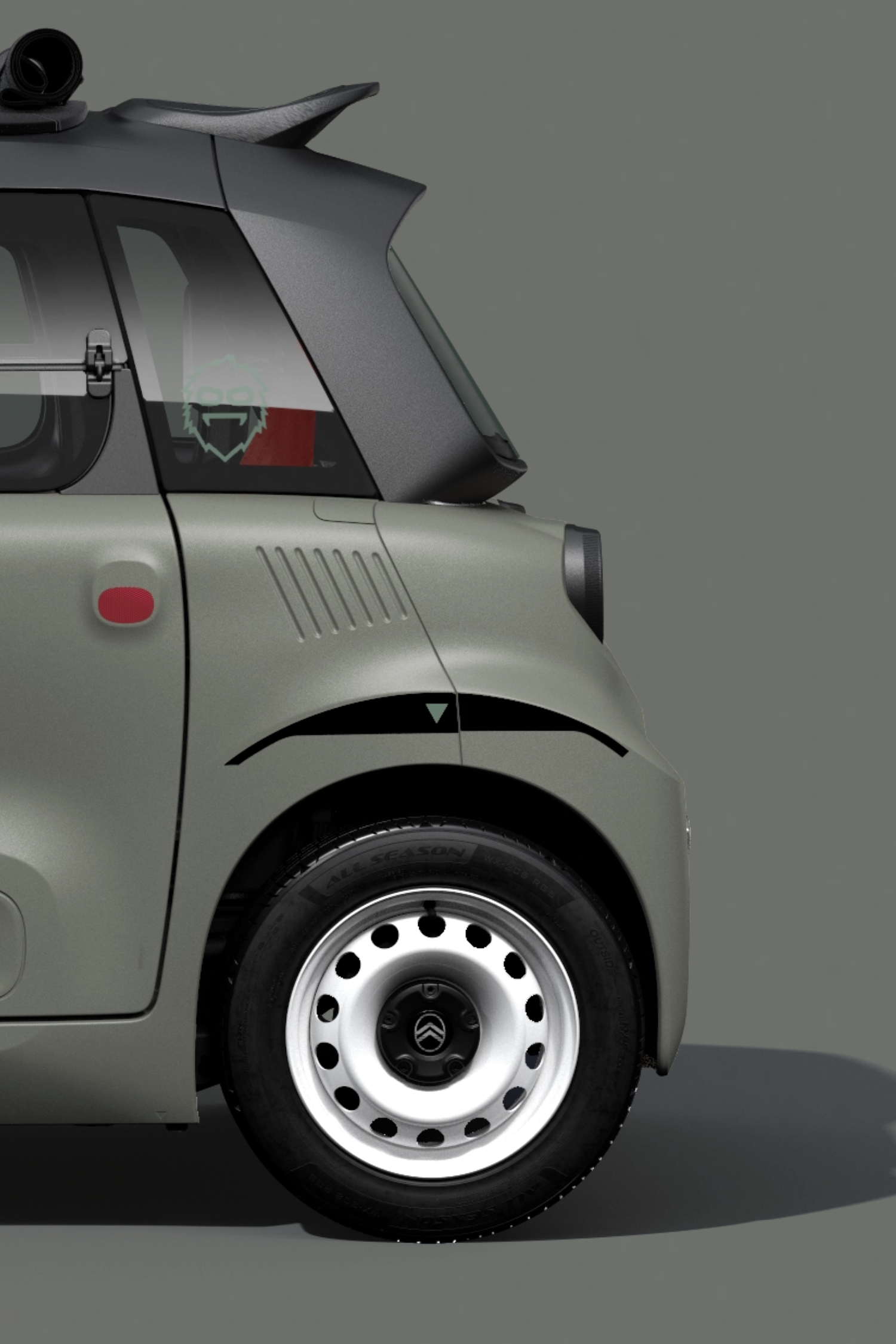 Vooraanzicht van het stuur van de Citroën Ami Outdoor