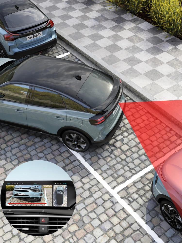 Achteruitkijk Kiama Blue Berlingo met achteruitrijcamera die het zicht, de veiligheid, de technologie en de veilige parkeerhulp verbetert