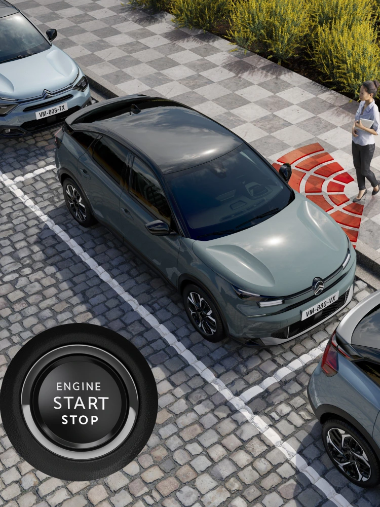 Bovenaan de Kiama Blue Berlingo met keyless entry die veiligheid, technologie, comfort en zelfverzekerde, moeiteloze toegang toont