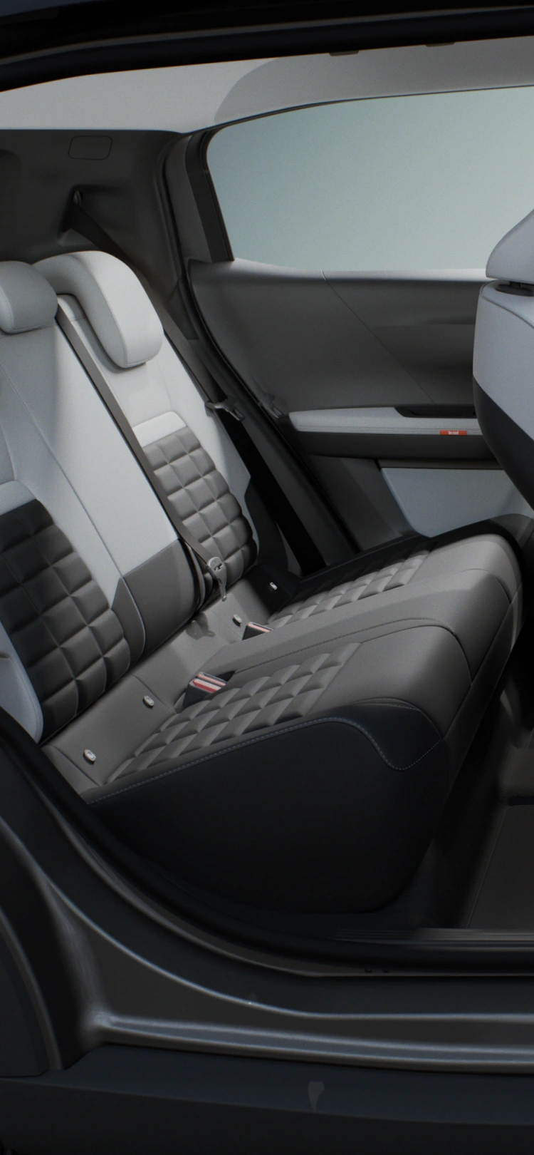 Vue intérieure latérale du SUV électrique Citroën ë-C3 Aircross mettant en valeur des sièges spacieux à plusieurs rangées pour une mobilité pratique et abordable.